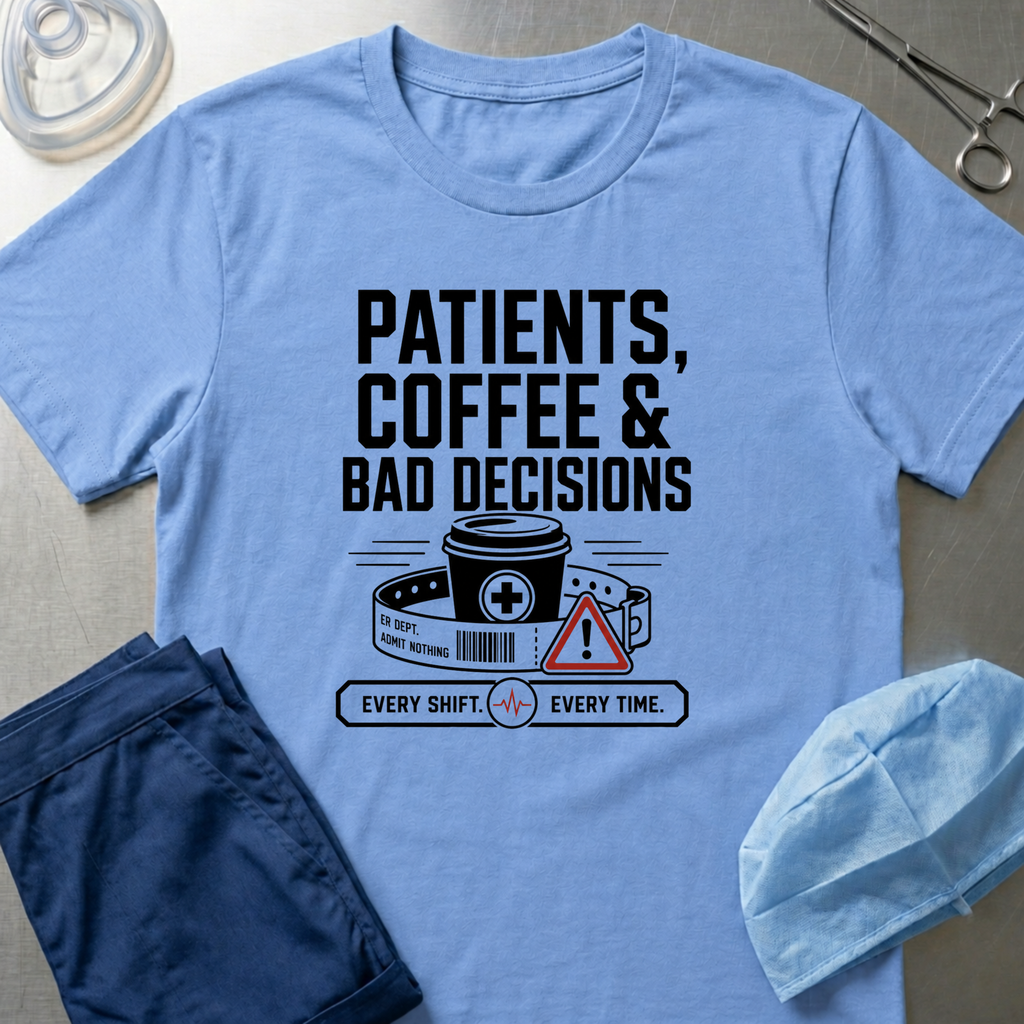 Patients, Coffee and Bad Decisions T-Shirt